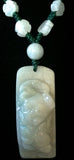 Natural Jadeite Celadon Green Jade Necklace (7046)