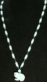 Natural Jadeite Celadon Green Jade Necklace (7050)