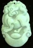 Natural Jadeite Celadon Green Jade Tablet/Pendant (7127)