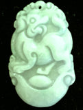 Natural Jadeite Celadon Green Jade Tablet/Pendant (7127)