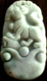 Natural Jadeite White/Green Jade Tablet/Pendant (7169B)