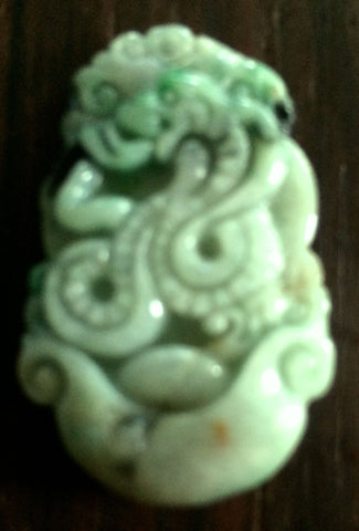 Natural Light Celadon Green Jade Tablet/Pendant (7190A)