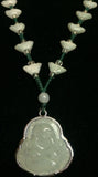 Natural Jadeite Translucent Light Celadon Green Jade Necklace (8083)