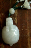 Natural Jadeite Light Celadon Green Jade Necklace (8087)