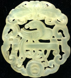 Natural Jadeite Translucent Light Celadon Green Jade Tablet/Medallion/Pendant (8099)