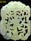 Natural Jadeite Translucent Light Celadon Green Jade Tablet/Medallion/Pendant (8100)