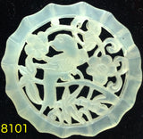 Natural Jadeite Translucent Light Celadon Green Jade Tablet/Medallion/Pendant (8101)