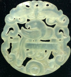 Natural Jadeite Translucent Light Celadon Green Jade Tablet/Medallion/Pendant (8107)