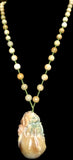 Natural Jadeite Untreated Light Brown Jade Necklace (8114)
