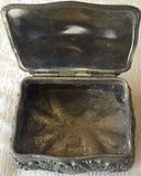 Vintage Silver Embossed/Enameled Footed Jewelry/Trinket Box (8157), Made in Japan
