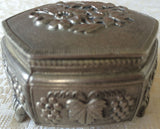 Vintage Silver-Plated Embossed Jewelry/Trinket Box (8166), Made in Japan