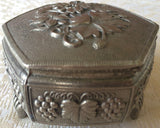 Vintage Silver-Plated Embossed Jewelry/Trinket Box (8166), Made in Japan