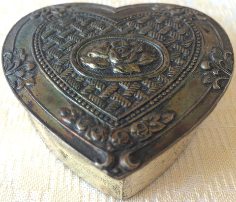 Vintage Silver-Plated Embossed Jewelry/Trinket Box (8167), Made in Japan