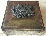 Vintage Silver-Plated Embossed Jewelry /Trinket Box (8172), Made in Japan