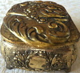 Vintage Japanese Gold Medal Embossed Footed Jewelry /Trinket Box (8173)