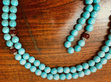 Handmade Turquoise Mala Necklace, 108 Beads (8301)