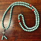 Handmade Turquoise Mala Necklace, 108 Beads (8302)