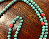 Handmade Turquoise Mala Necklace, 108 Beads (8302)