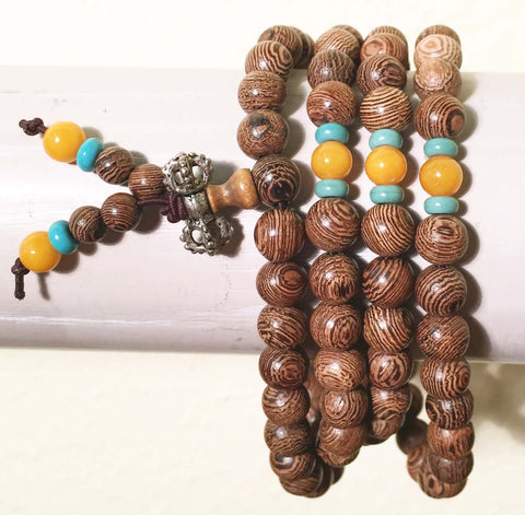 Handmade Wenge Mala Bracelet/Necklace (8307), 108 Beads