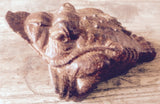 Vintage Wood Carving "Toad with Coin" Statue (8523) (Pair)